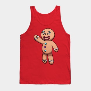 Friendly Gingerbread Man Cartoon Tank Top